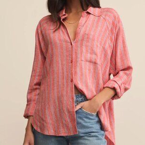 Perfect Linen Striped Top Persimmon / Medium NWT